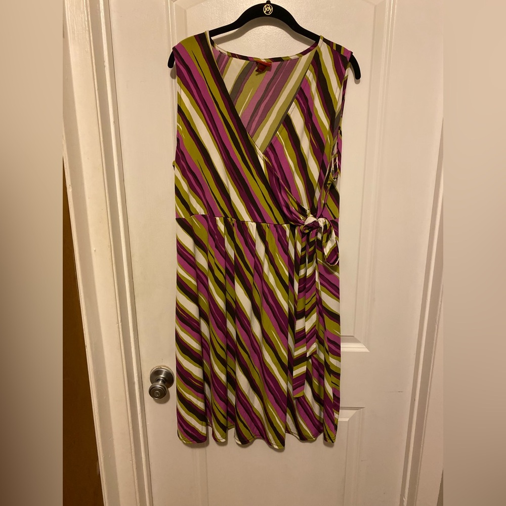 Merona Striped Midi Dress - Pink, Green, and White